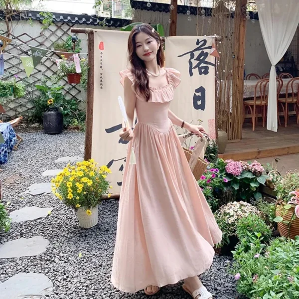 Pink floral dress, chic sleeveless tunic for women