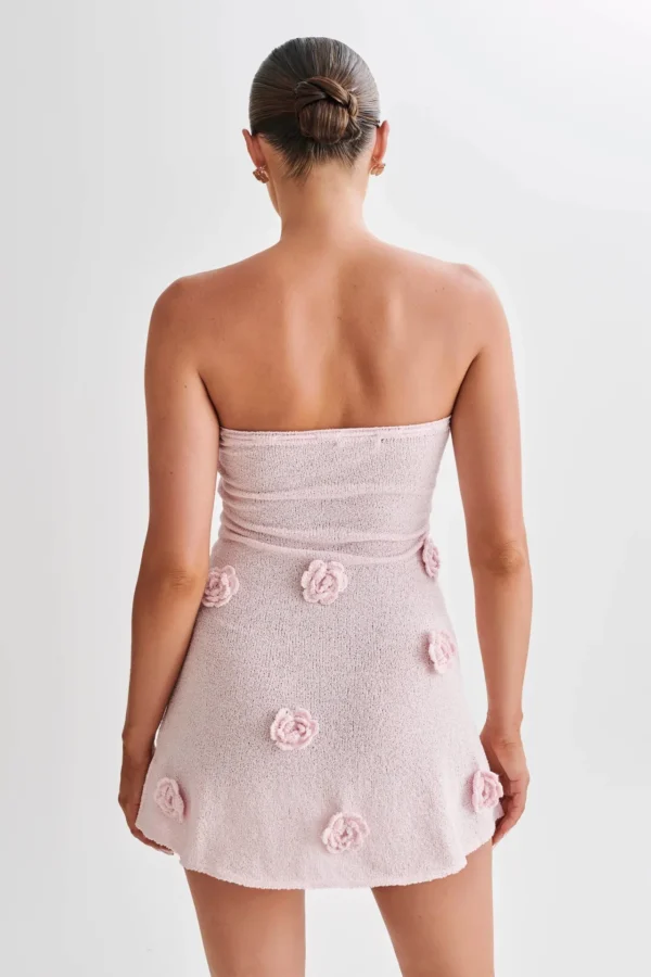 Pink floral dress, sleeveless, lace-up, backless, sexy mini for parties - Image 3