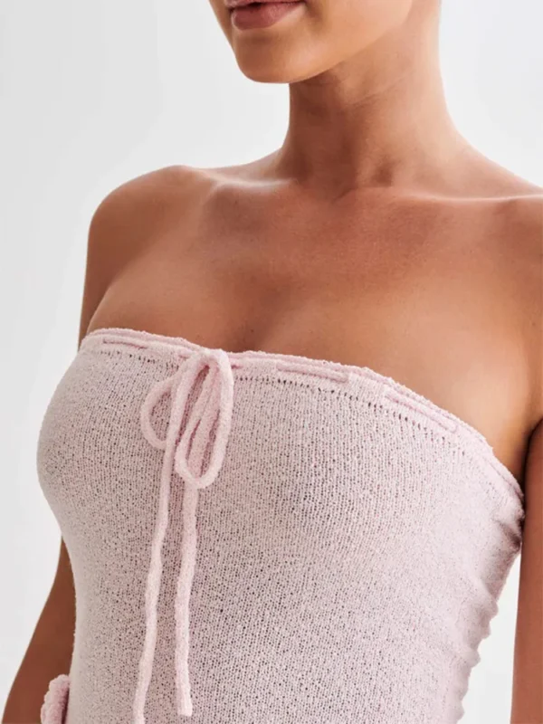 Pink floral dress, sleeveless, lace-up, backless, sexy mini for parties - Image 5