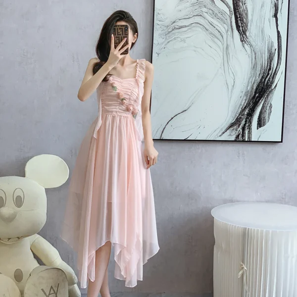 Pink floral dress for summer parties, weddings, and graduations - Image 5
