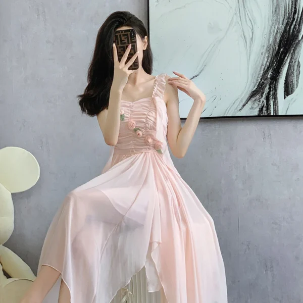 Pink floral dress for summer parties, weddings, and graduations - Image 6
