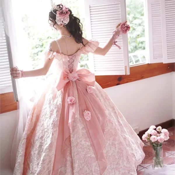 Gorgeous pink floral dress for wedding, floor-length and elegant. - Image 4