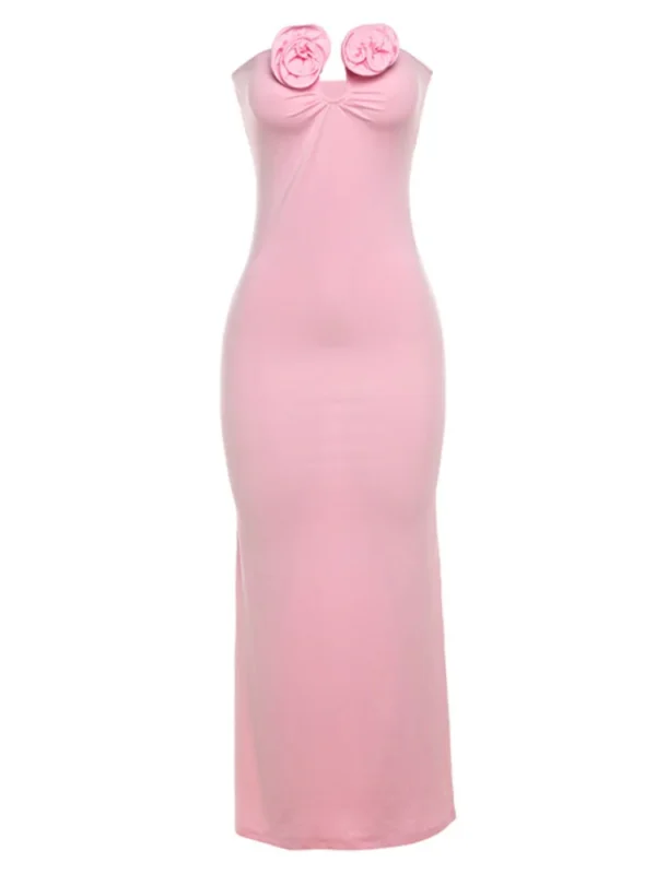 Articat Sexy Strapless 3D Floral Slim High Waisted Dress Women - Image 5