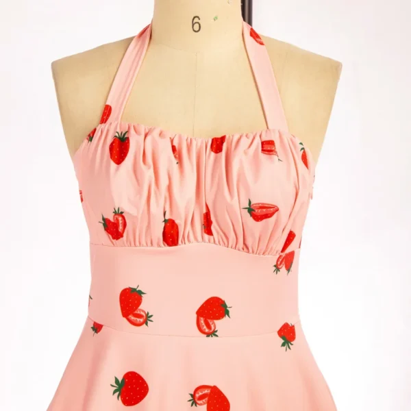 Pink floral dress, sleeveless, ruched, A-line, flowy, cute summer midi - Image 6