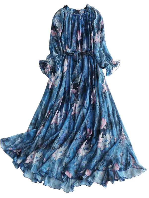 Summer Bohemian Floral Pink Sundress Beach Travel Long Dress - Image 6