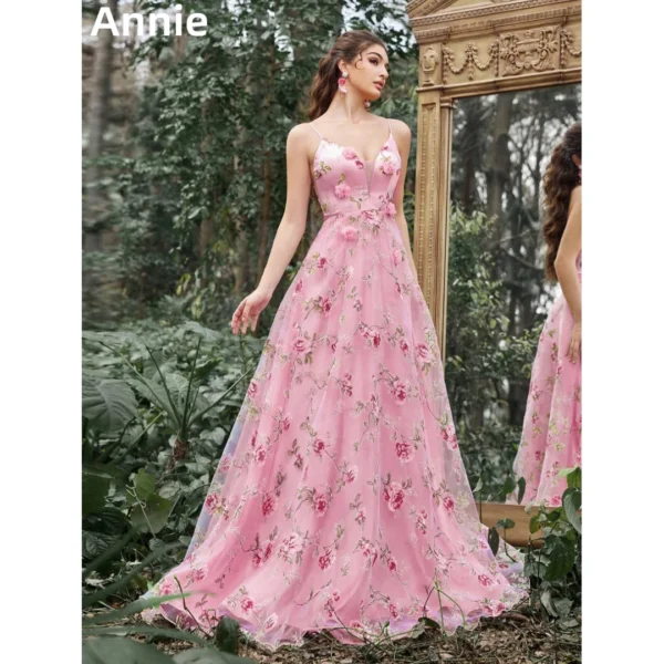Pink Floral Dress: 3D Fairy Prom or Evening Gown