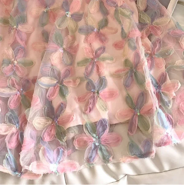 Pink Floral Dress: Elegant Long Party Gown with Embroidery - Image 6