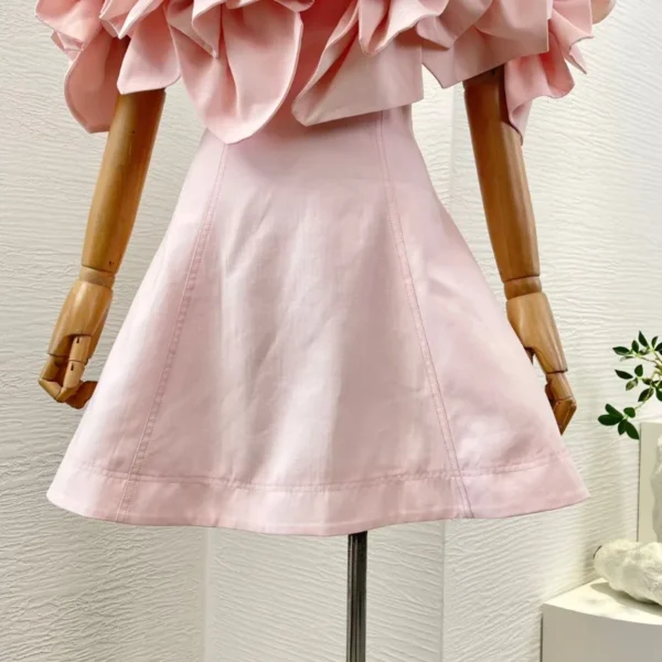 High-Quality Pink Floral Dress, Backless Off-Shoulder for Party - Image 6