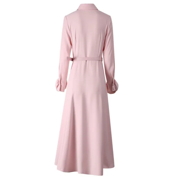 Pink Flower Long Sleeve Big Swing Dress With Three-Dimensional Flowers - Image 5