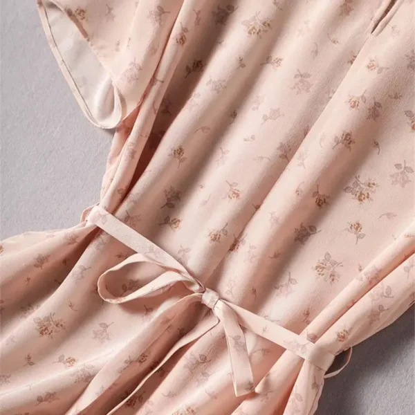 Limiguyue Pink Floral Chiffon Silk Dress For Summer Casual Wear - Image 5