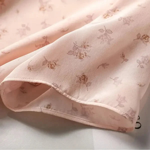 Limiguyue Pink Floral Chiffon Silk Dress For Summer Casual Wear - Image 6