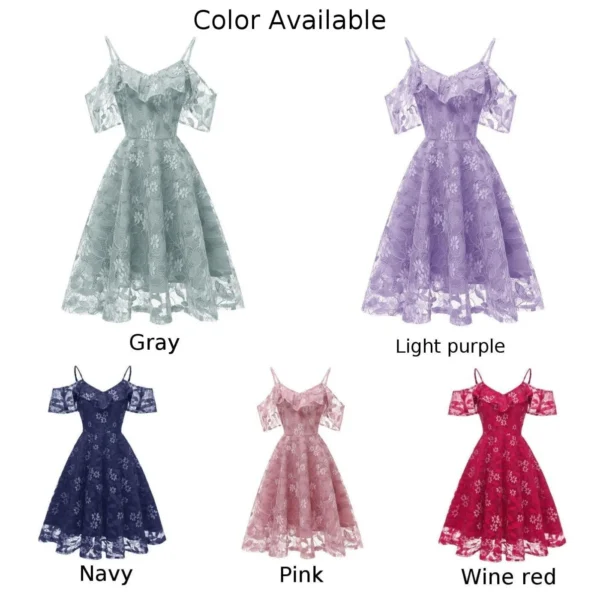 Pink Floral Dress: Sleeveless A-Line Bridesmaid Dress with Lace - Image 2