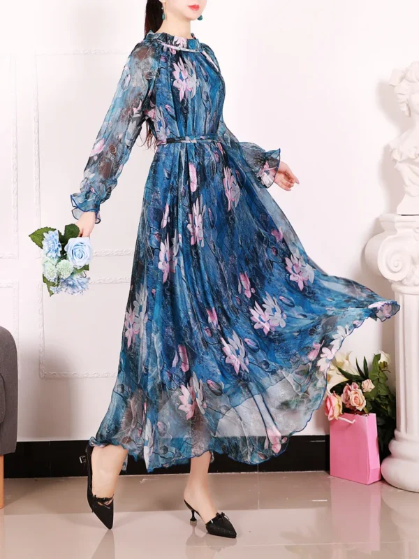 Summer Bohemian Floral Pink Sundress Beach Travel Long Dress - Image 5